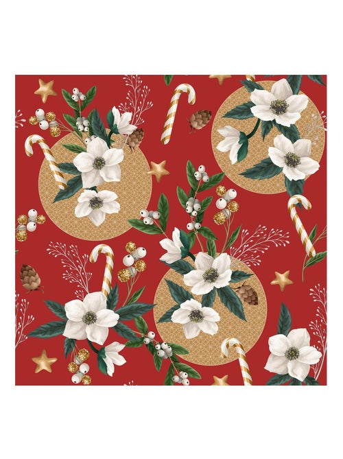 Nappe Toile cirée au mètre Roselle de Noel rouge - Kiabi