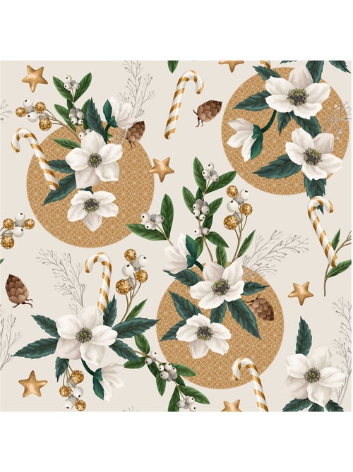 Nappe Toile cirée au mètre Roselle de Noel rouge - Kiabi