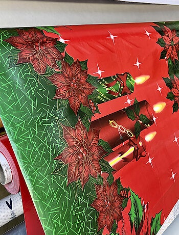 Nappe Toile Cirée de Noël Motif Bougies Au Mètre