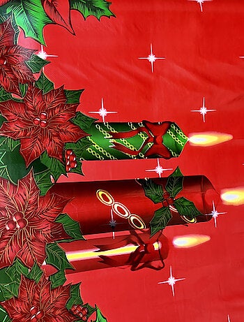 Nappe Toile Cirée de Noël Motif Bougies Au Mètre