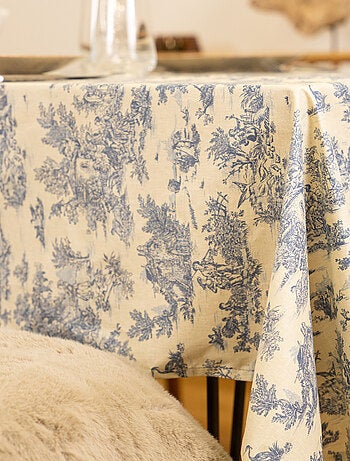 Nappe toile de Jouy rectangulaire plastifiée