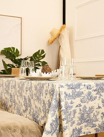 Nappe toile de Jouy rectangulaire plastifiée