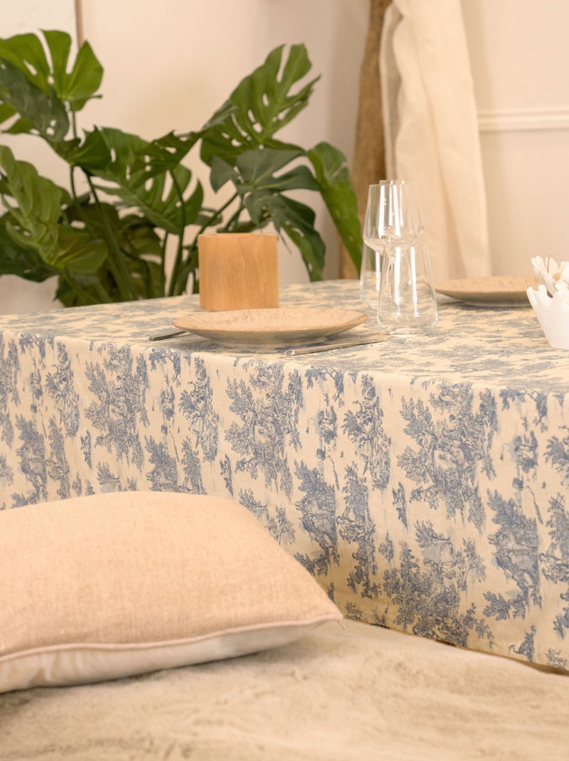 Nappe toile de Jouy rectangulaire plastifiée Bleu - Kiabi