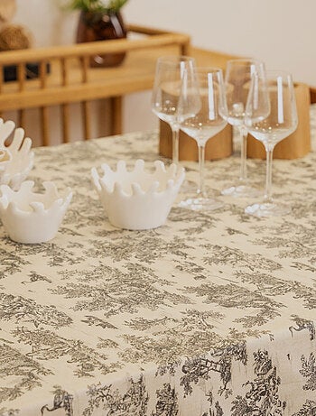 Nappe toile de Jouy rectangulaire plastifiée