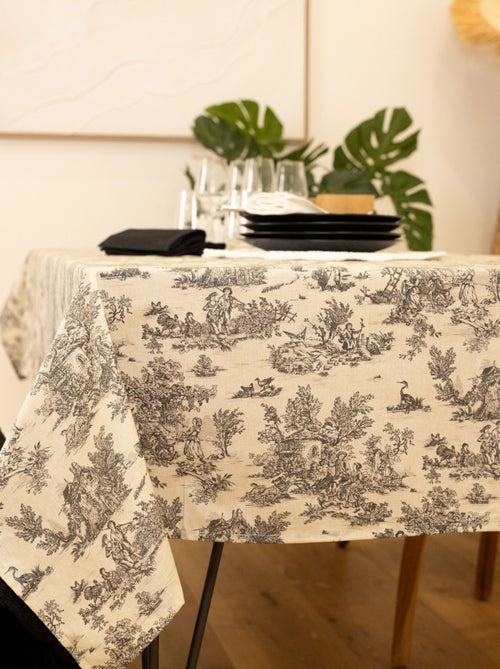 Nappe toile de Jouy rectangulaire plastifiée - Kiabi Nappe toile de Jouy rectangulaire plastifiée - Kiabi