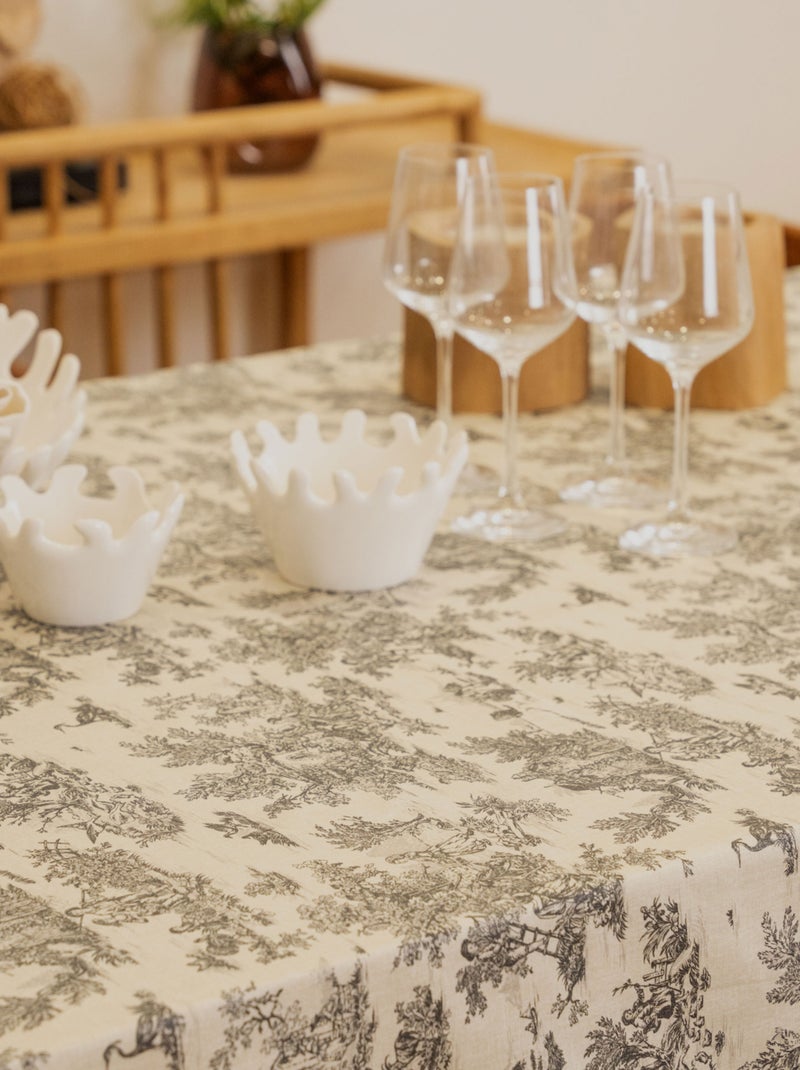 Nappe toile de Jouy rectangulaire plastifiée Gris foncé - Kiabi