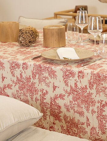 Nappe toile de Jouy rectangulaire plastifiée