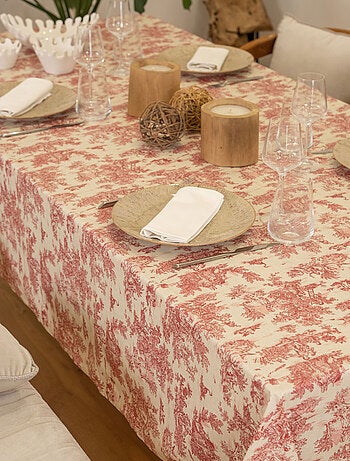 Nappe toile de Jouy rectangulaire plastifiée