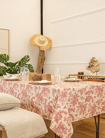 Nappe toile de Jouy rectangulaire plastifiée