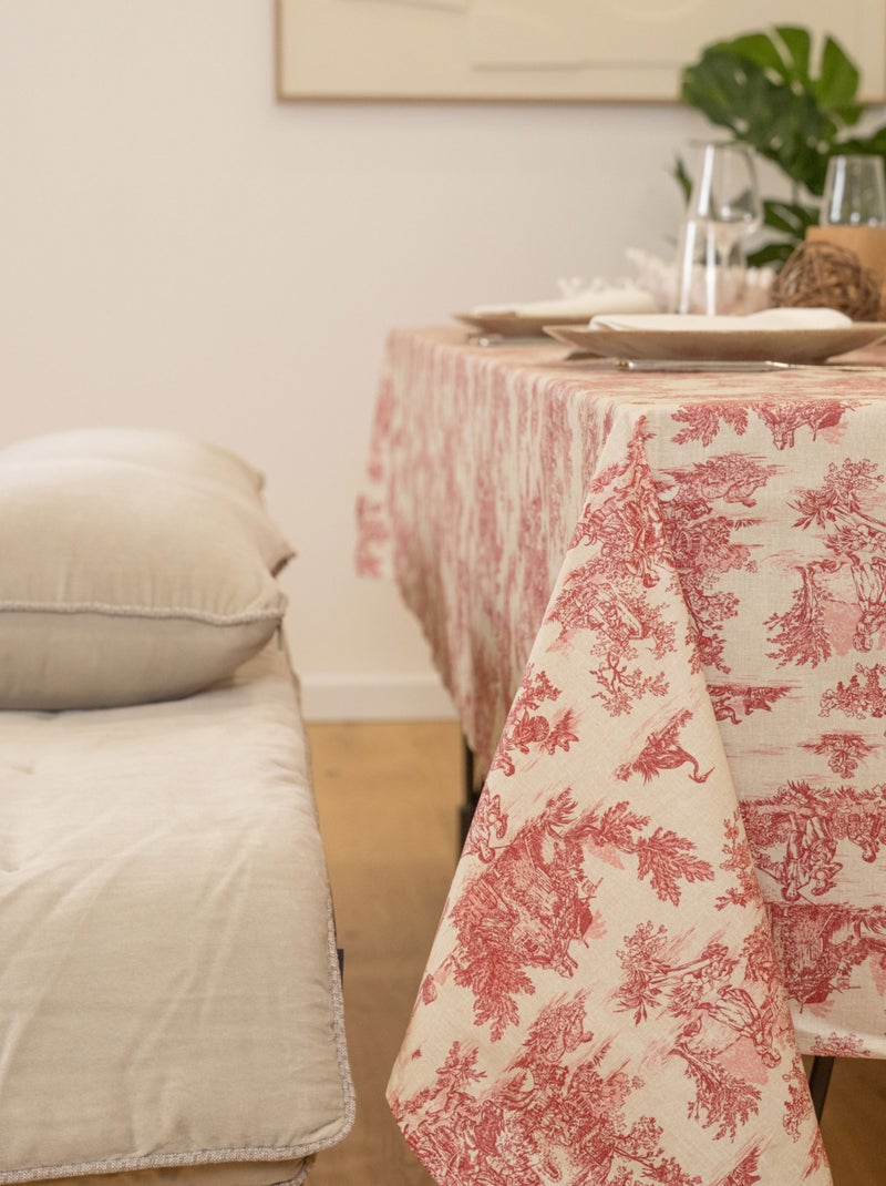 Nappe toile de Jouy rectangulaire plastifiée Rouge carmin - Kiabi