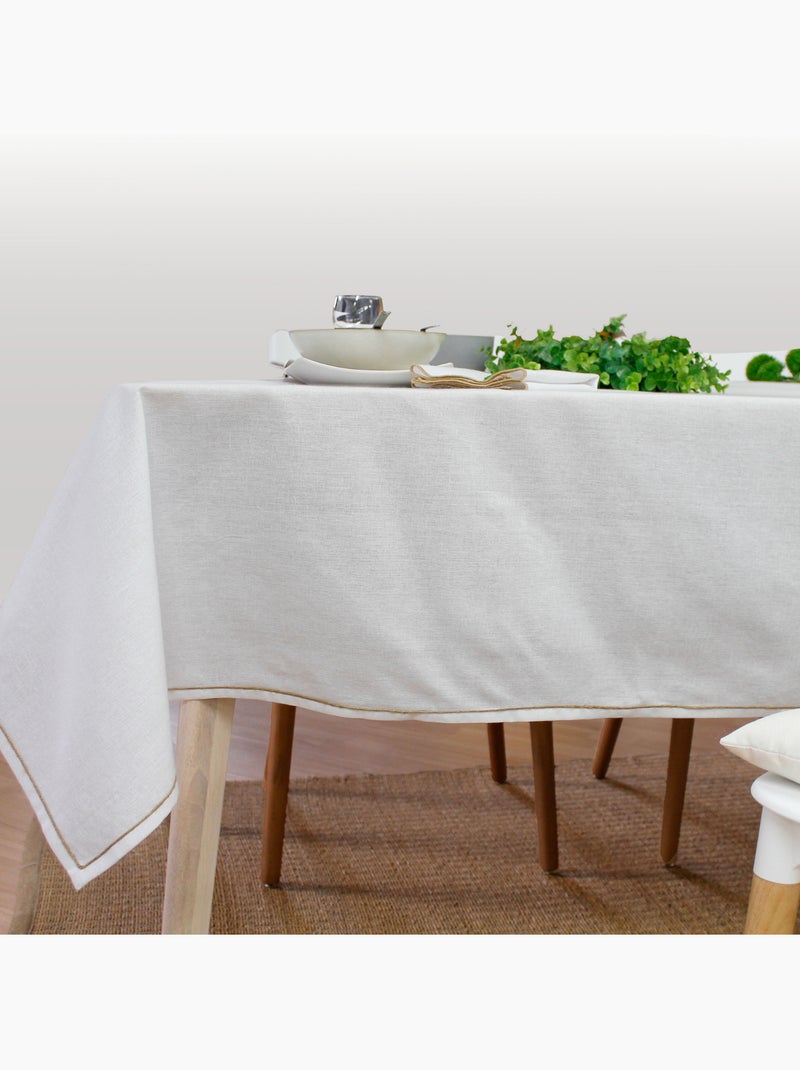 Nappe unie avec feston en jute Blanc - Kiabi