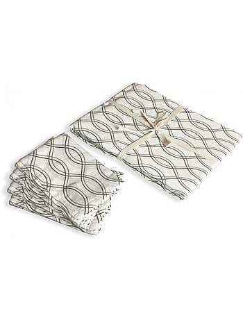 Nappe VOGUE rectangulaire déperlante anti-taches motif géométrique – 4 serviettes coton Future Home