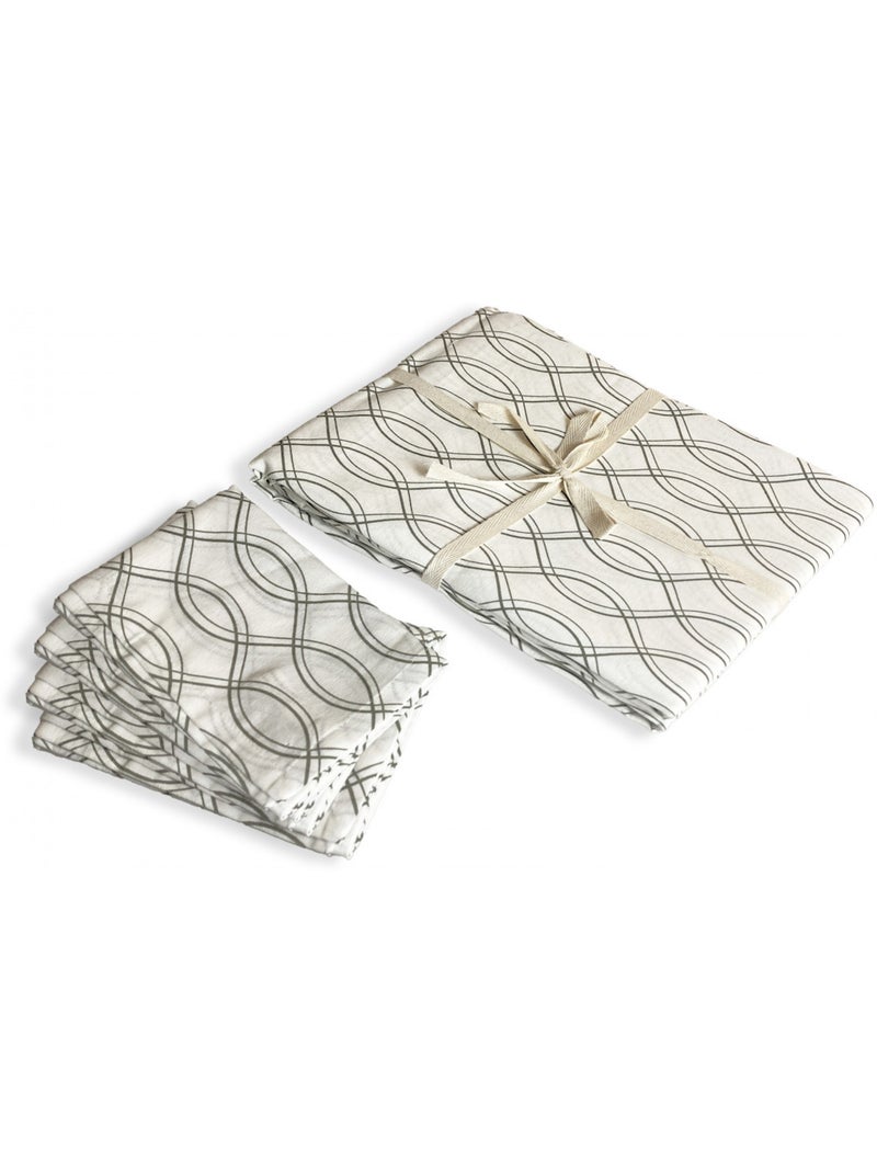 Nappe VOGUE rectangulaire déperlante anti-taches motif géométrique – 4 serviettes coton Future Home Blanc Noir Blanc - Kiabi