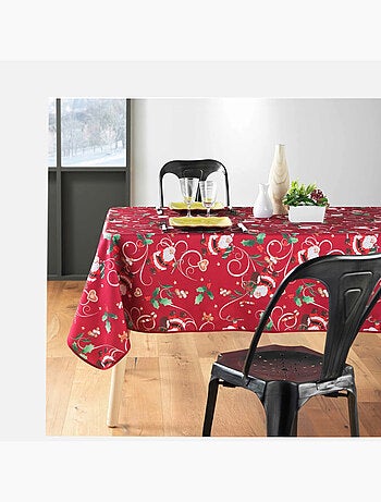 Nappes Polyester Père Noël Rouge motif Houx PROMO LINGE