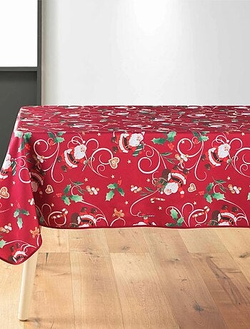 Nappes Polyester Père Noël Rouge motif Houx PROMO LINGE