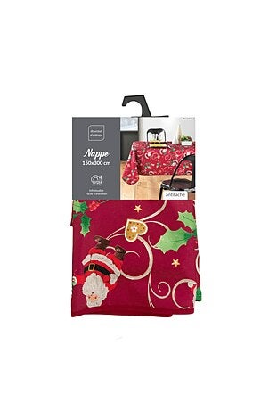 Nappes Polyester Père Noël Rouge motif Houx PROMO LINGE
