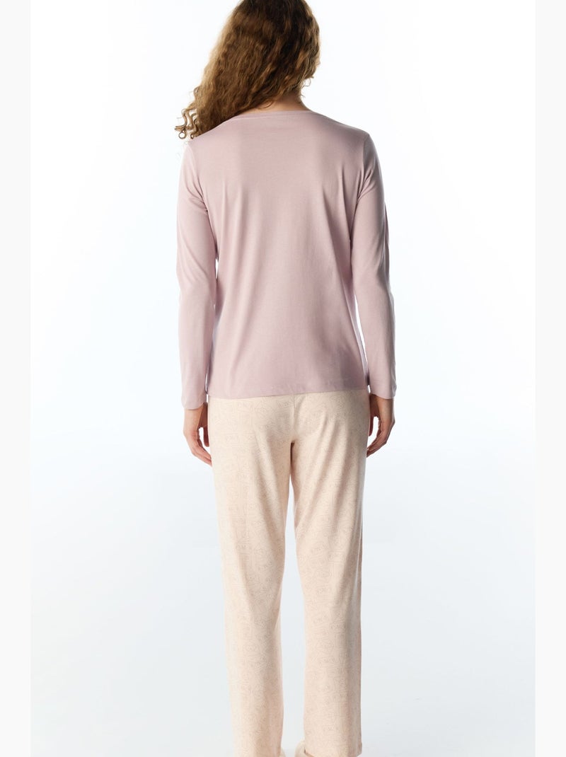Naps&cats ensemble de pyjama à motif chats, manches longues et pantalon penti Mauve - Kiabi
