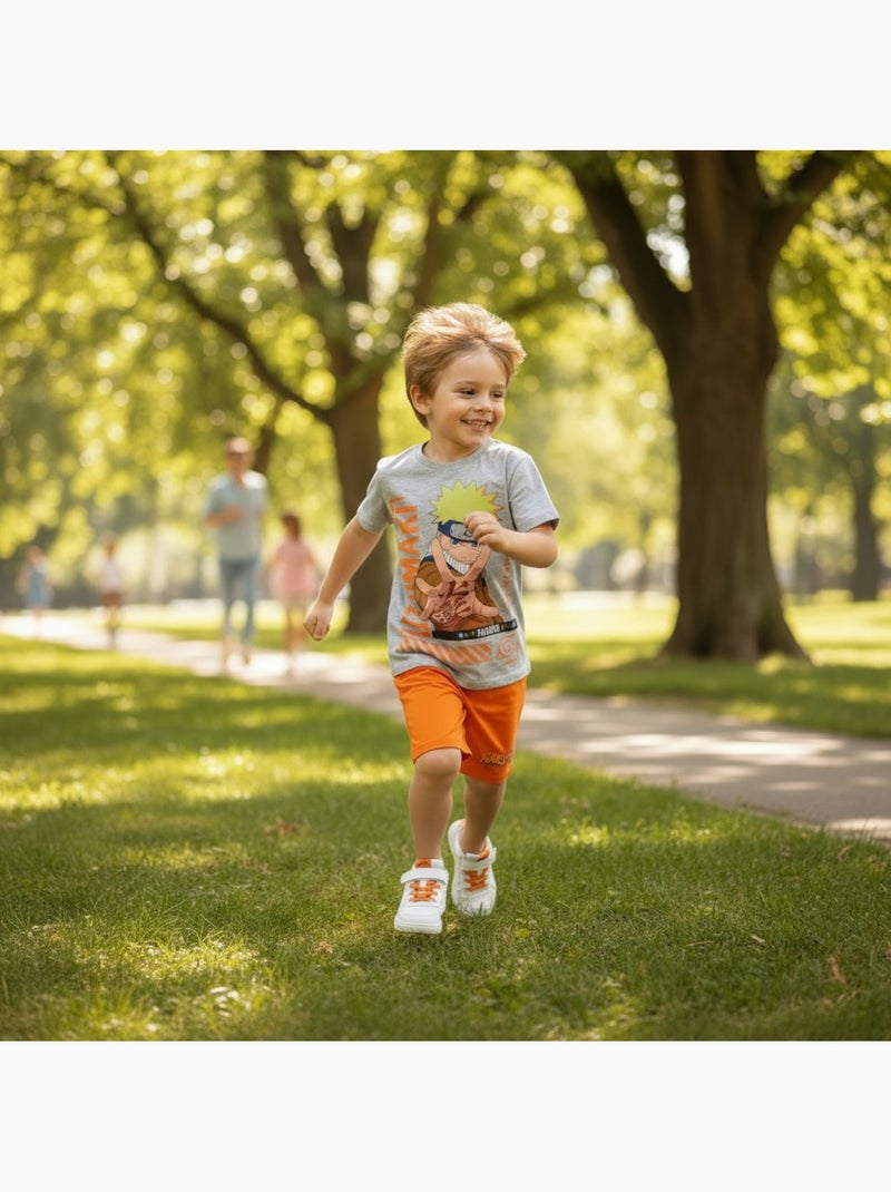 Naruto - Ensemble t-shirt et short garçon imprimé Gris - Kiabi