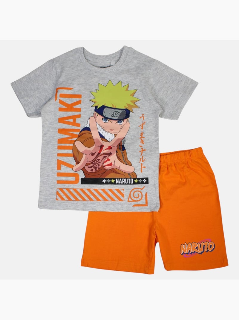 Naruto - Ensemble t-shirt et short garçon imprimé Gris - Kiabi