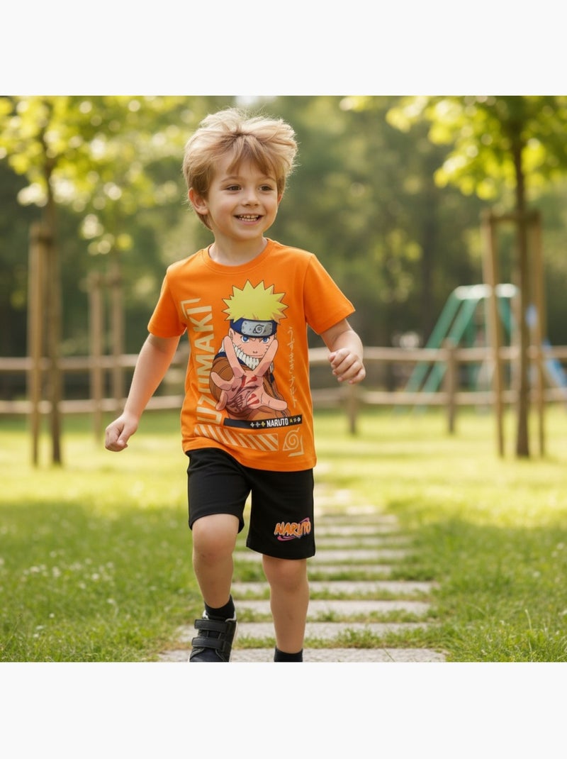 Naruto - Ensemble t-shirt et short garçon imprimé Orange - Kiabi