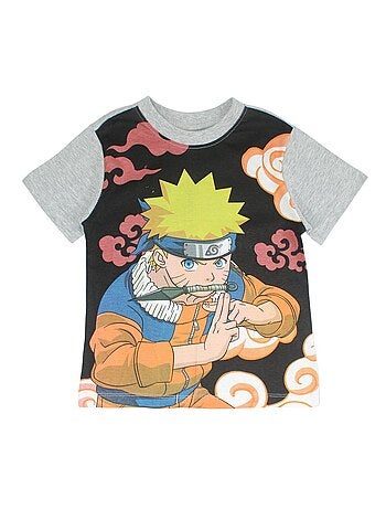 T-shirt Naruto Garçon – Licence Officielle – Modèle « Team Poster » – Taille 6 Ans (Noir)