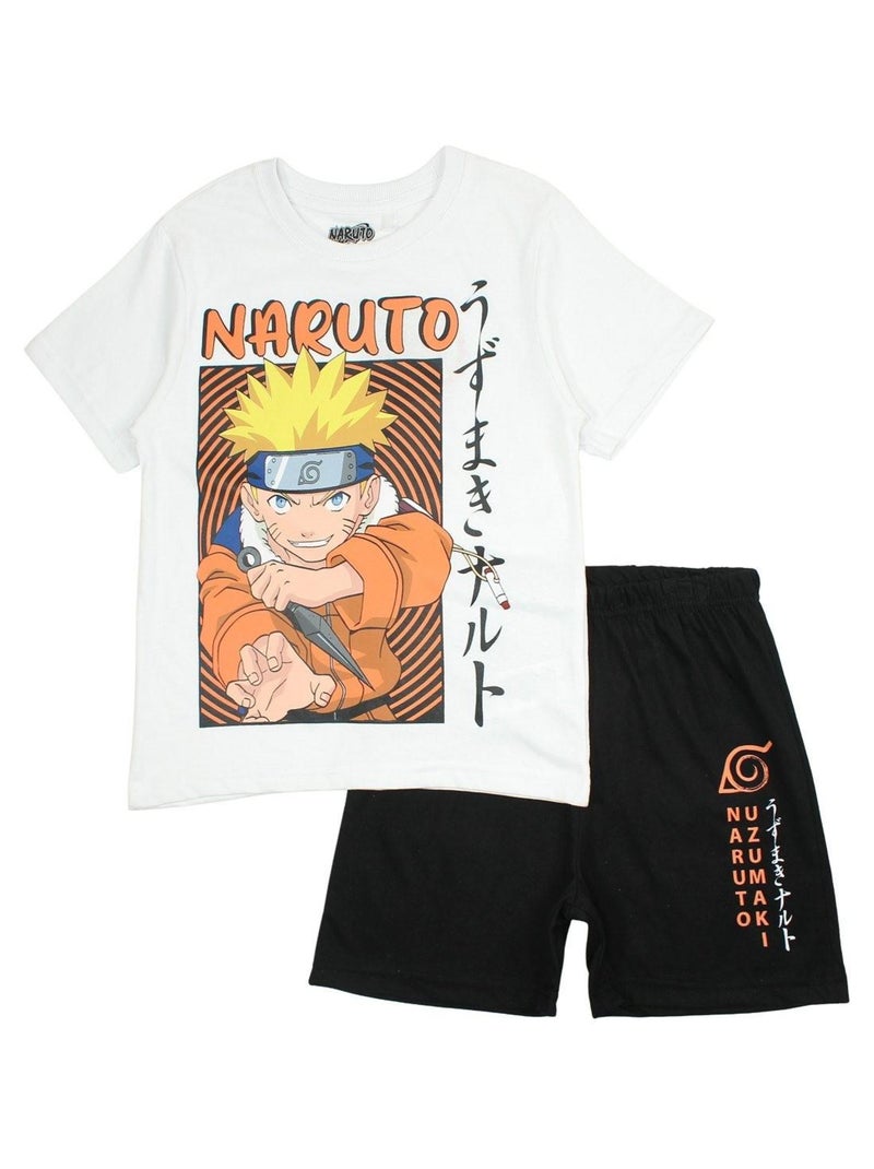 Naruto - Ensemble ​​T-shirt short Imprimé Naruto Blanc - Kiabi