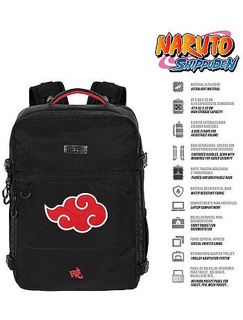 Naruto Clouds Grand Sac à Dos de Voyage Mercury 47x23x33cm, Noir