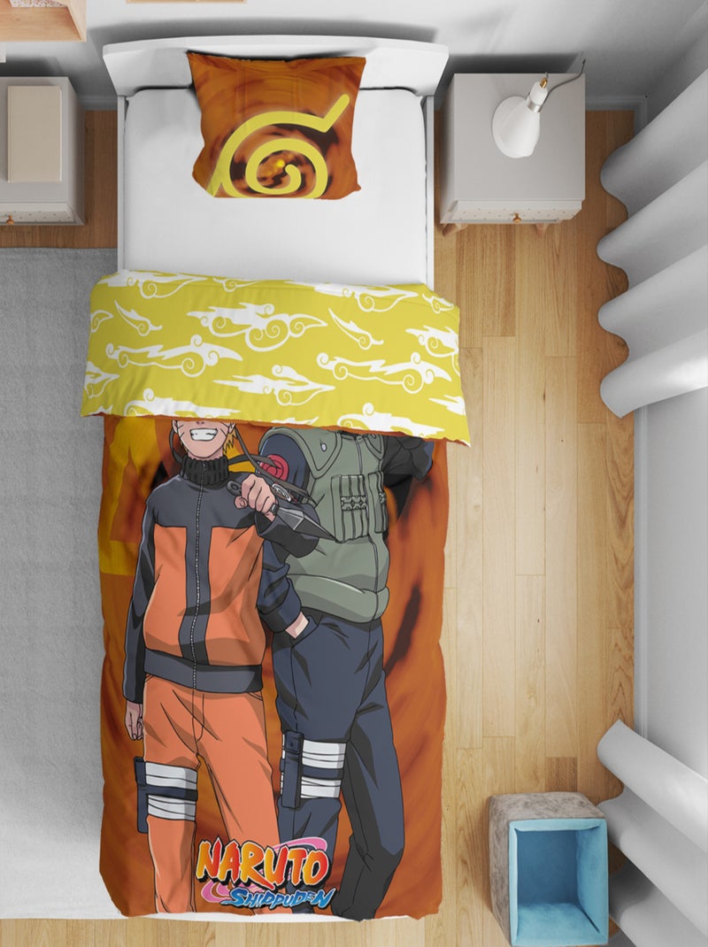 Naruto, Parure de Lit Enfant Imprimée Réversible, KAKASHI Orange - Kiabi
