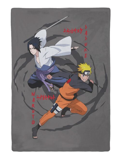 NARUTO SHIPPUDEN - Plaid Naruto et Sasuke 110x130 cm - 100% Polyester - Gris - Kiabi