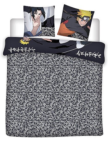 Naruto shippuden housse de couette 220x240 cm + 2 taies 65x65 noir