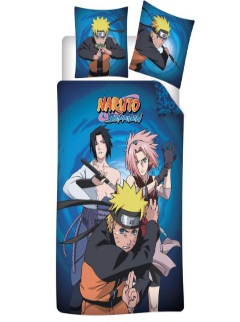 Naruto Shippuden, Parure de Lit Enfant Imprimée Réversible Bleu - Kiabi