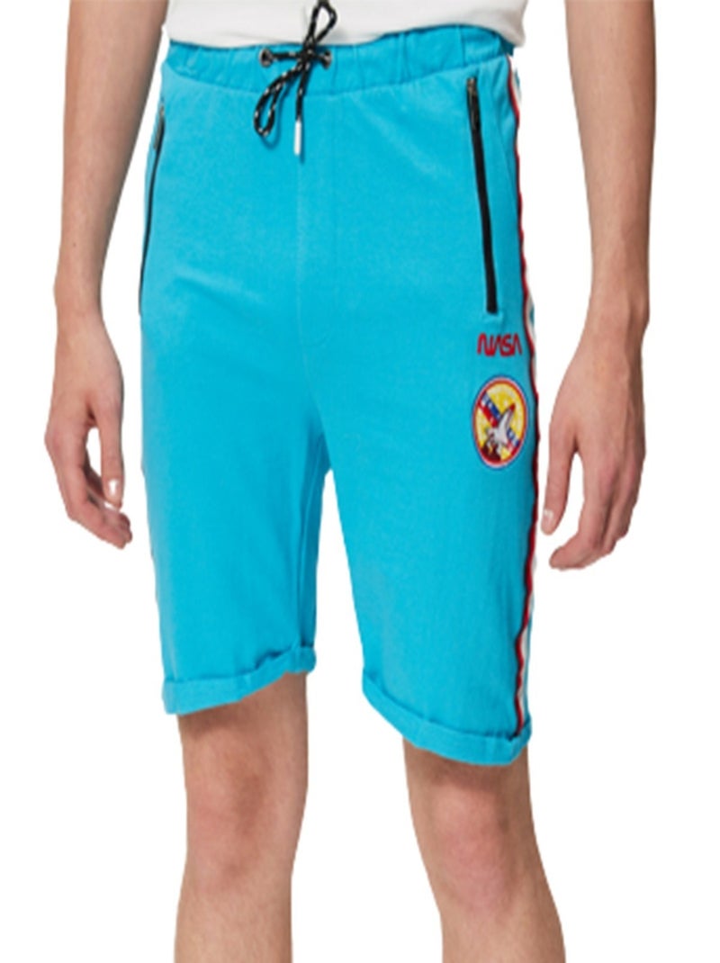 Nasa - Bermuda imprimé logo en coton Bleu - Kiabi