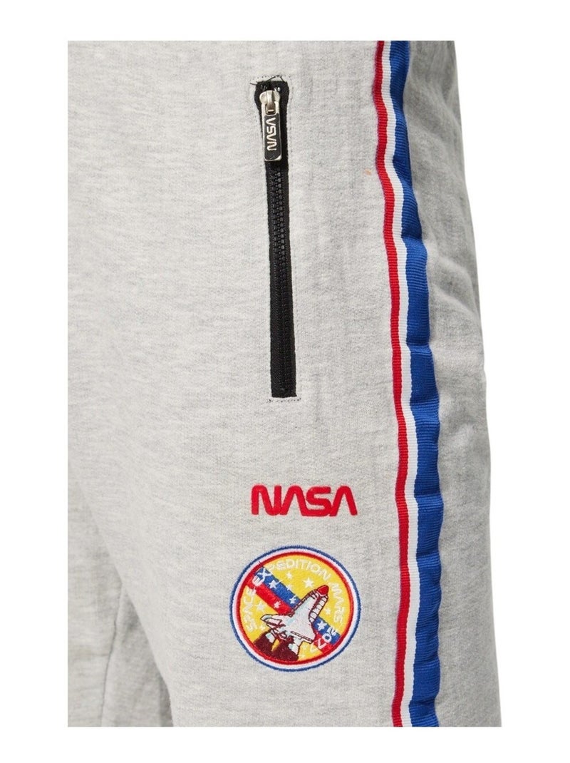 Nasa - Bermuda imprimé logo en coton Gris - Kiabi