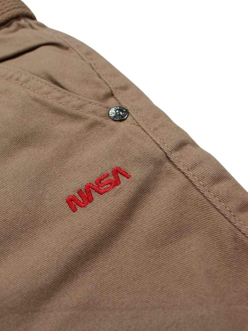 Nasa - Bermuda imprimé logo en coton Marron - Kiabi