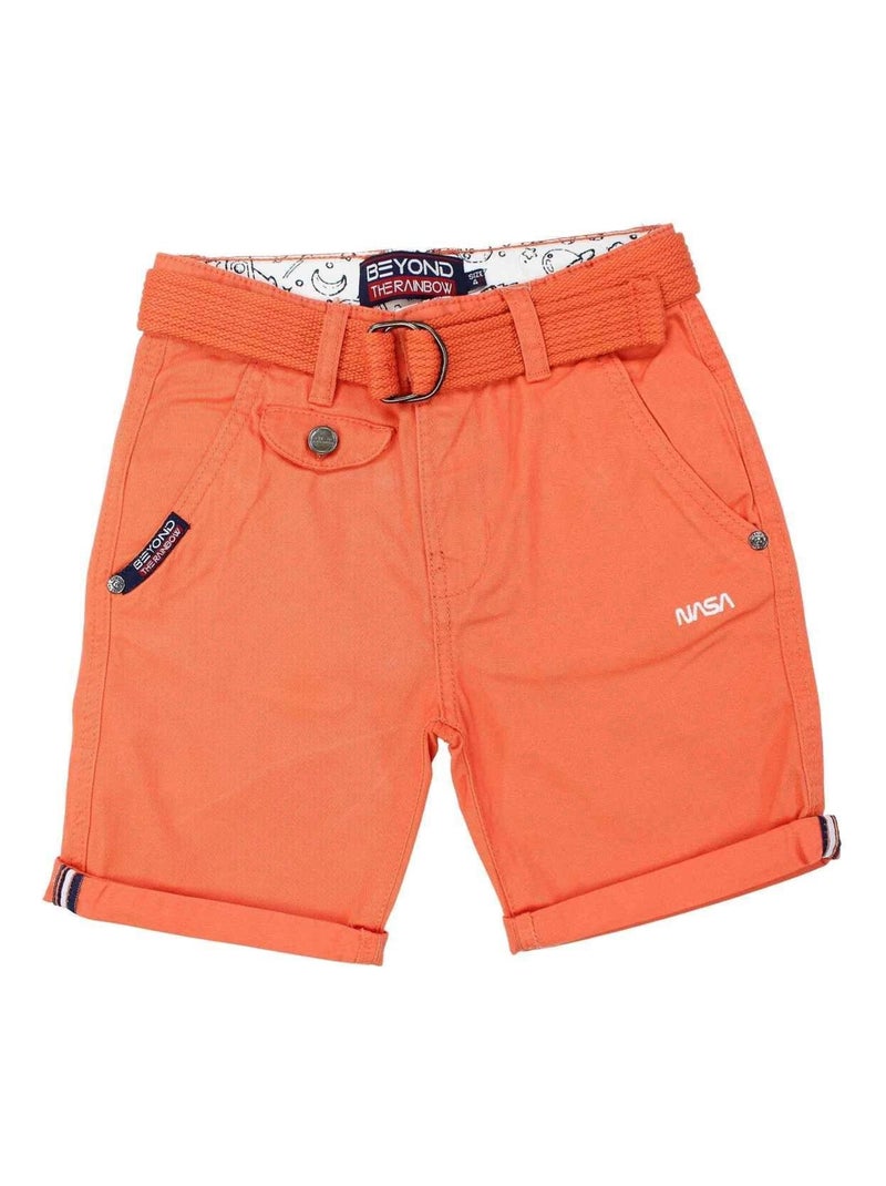 Nasa - Bermuda imprimé logo en coton Orange - Kiabi