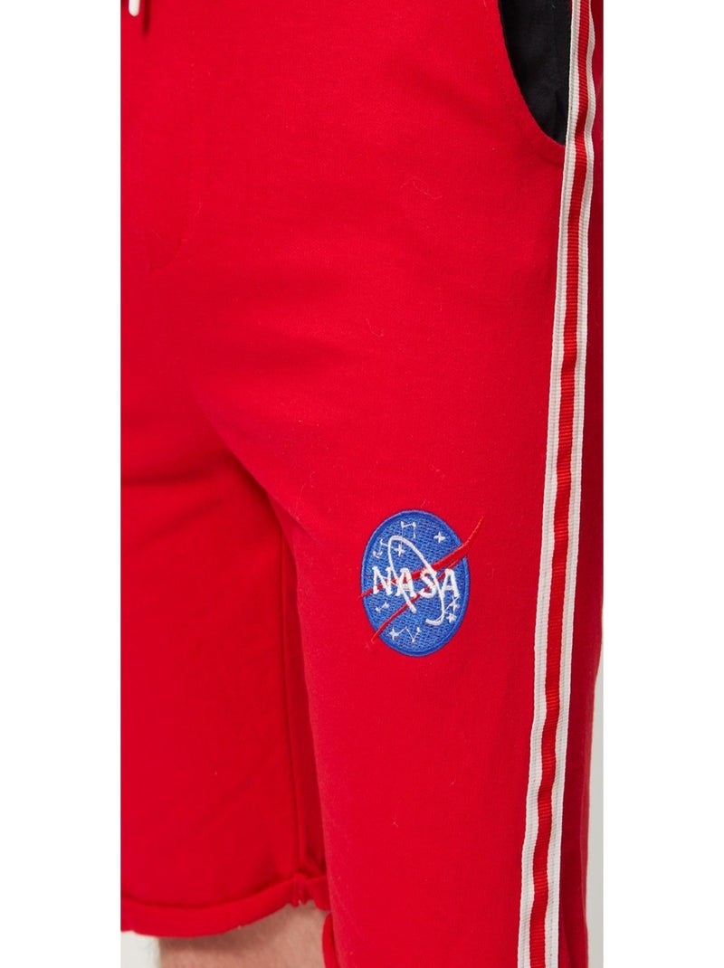 Nasa - Bermuda imprimé logo en coton Rouge - Kiabi