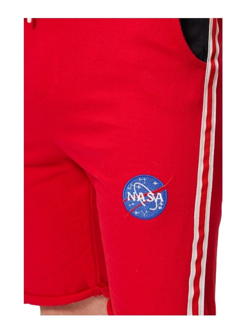 Nasa - Bermuda imprimé logo en coton Rouge - Kiabi