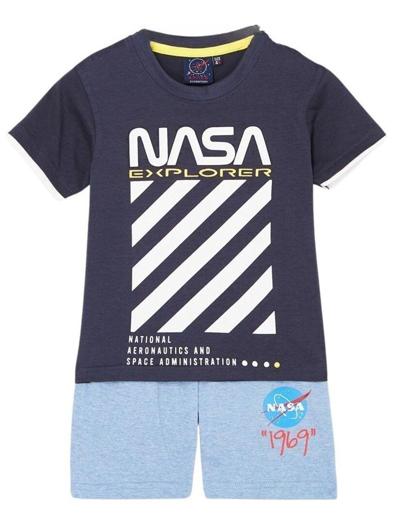 Nasa - Ensemble ​​T-shirt bermuda garçon Imprimé Logo Bleu marine - Kiabi