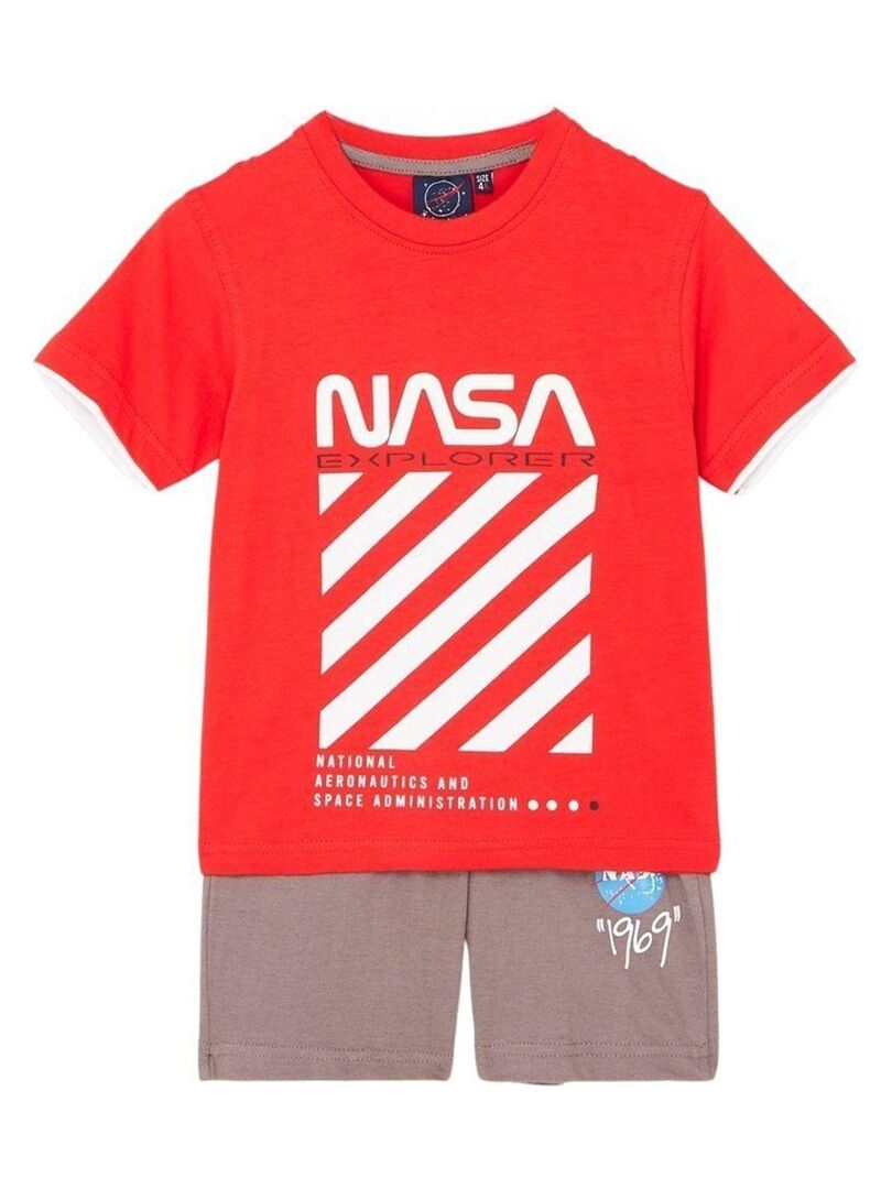 Nasa - Ensemble ​​T-shirt bermuda Imprimé Logo Rouge - Kiabi