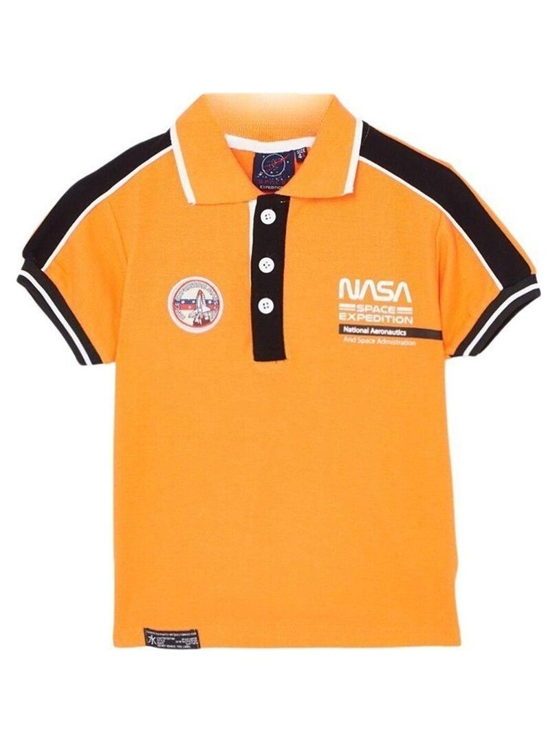 Nasa - Polo garçon imprimé logo en coton Orange - Kiabi