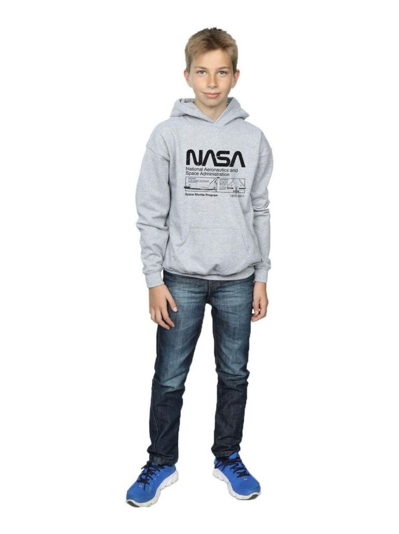 NASA - Sweat à capuche Gris chiné - Kiabi
