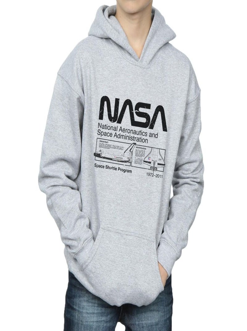 NASA - Sweat à capuche motif/style navette spatiale Gris chiné - Kiabi