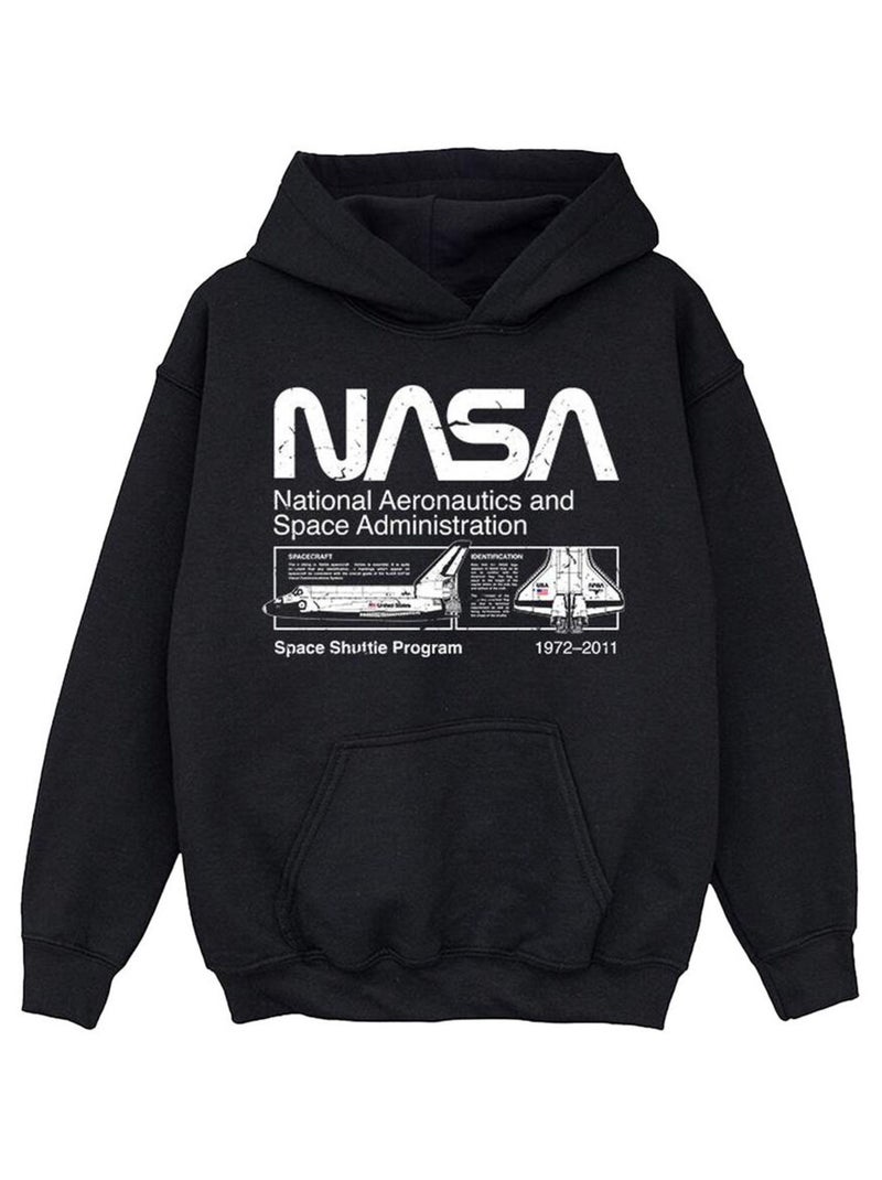 NASA - Sweat à capuche motif/style navette spatiale Noir - Kiabi