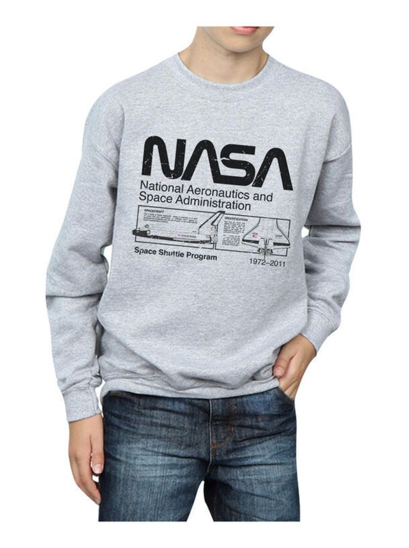 NASA - Sweat motif/style navette spatiale Gris chiné - Kiabi