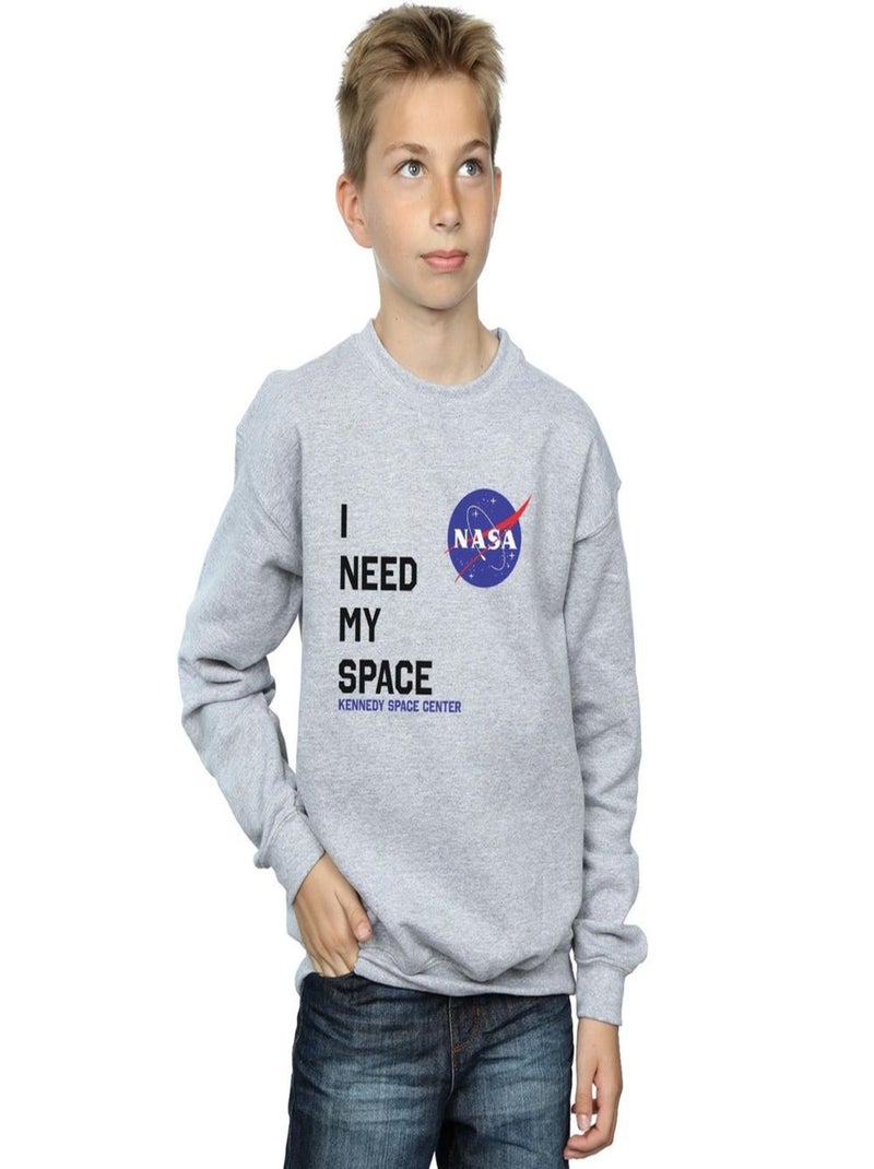 NASA - Sweat NEED MY SPACE Gris chiné - Kiabi