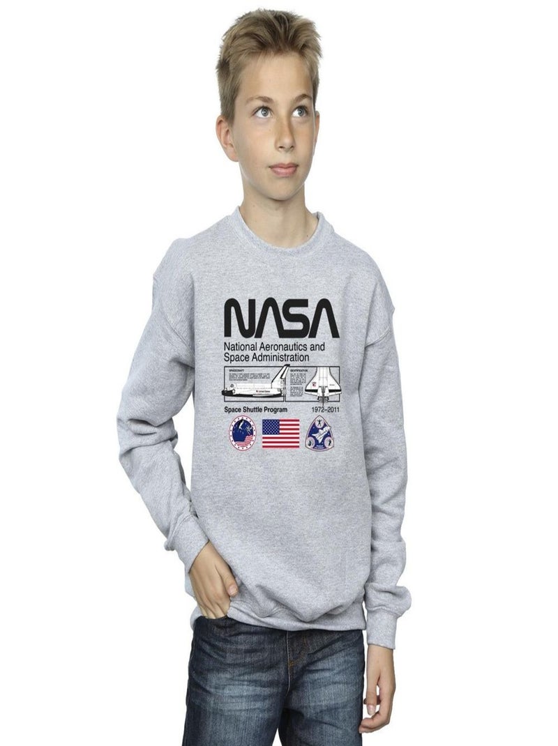 NASA - Sweat SPACE ADMIN Gris chiné - Kiabi
