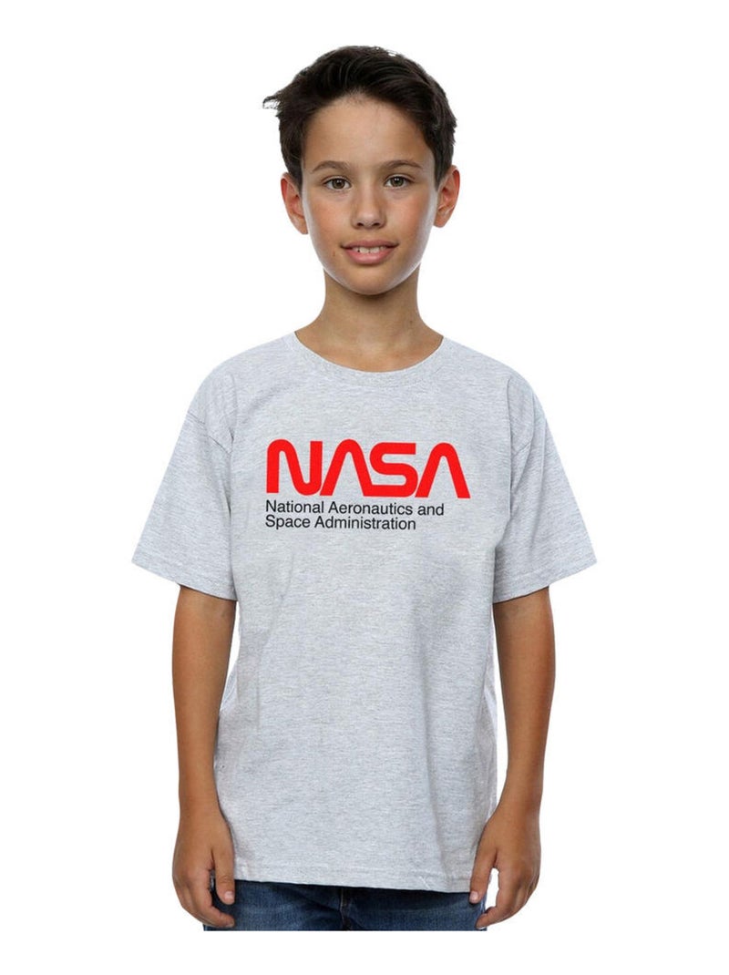 NASA - T-shirt AERONAUTICS AND SPACE Gris chiné - Kiabi