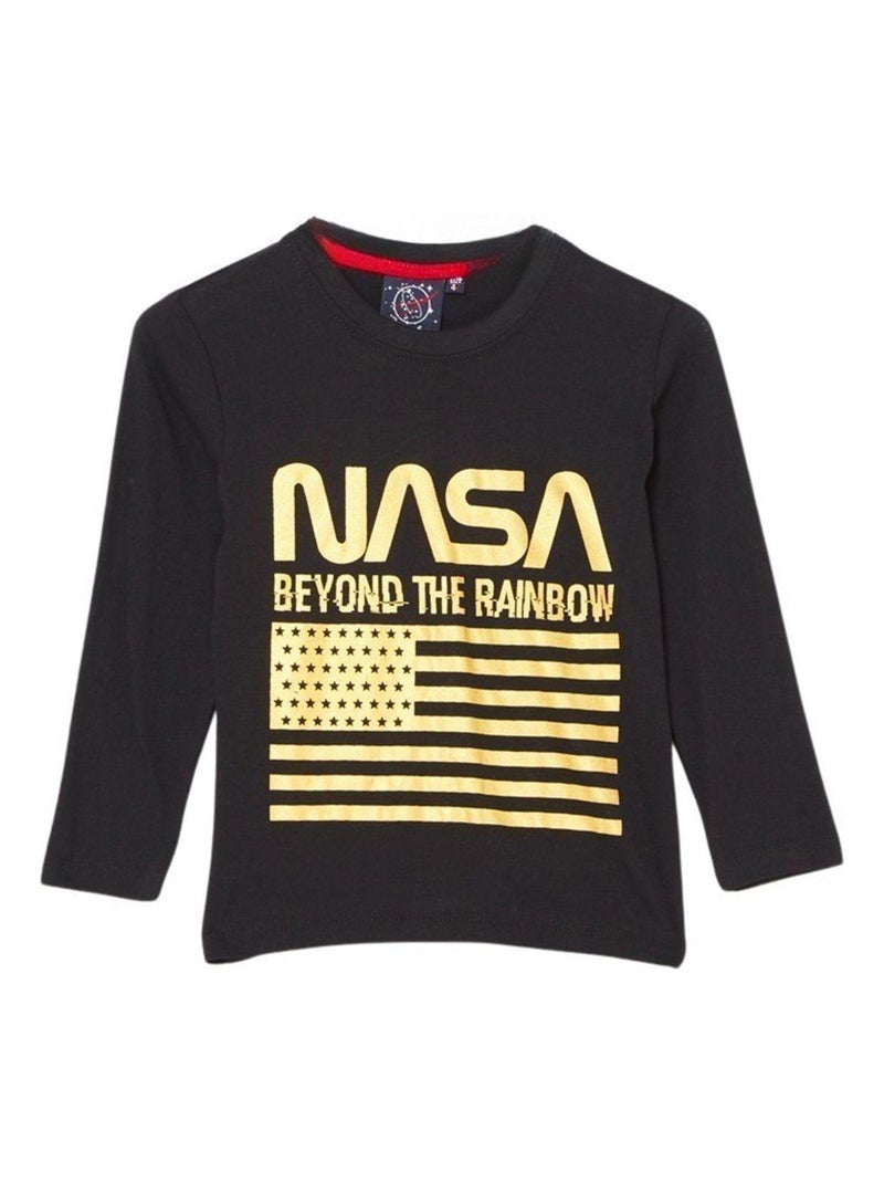 Nasa - T-shirt garçon imprimé logo en coton Noir - Kiabi