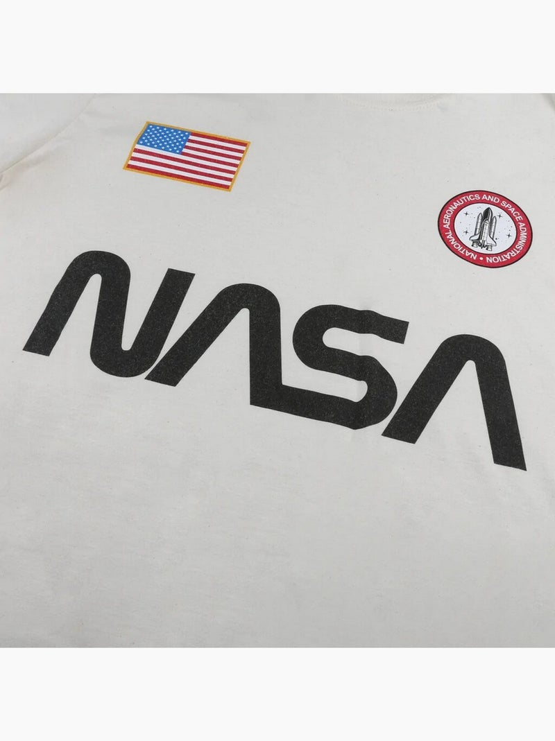 NASA - T-shirt motif badge Blanc Beige - Kiabi