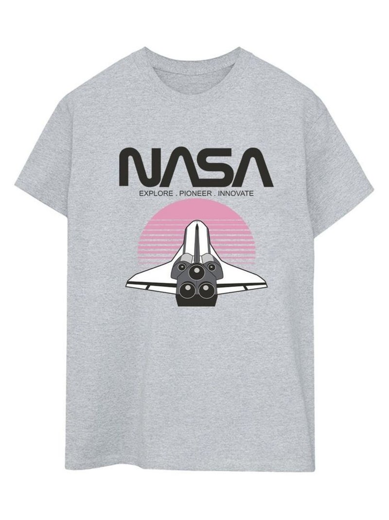 NASA - T-shirt motif/style navette spatiale Gris chiné - Kiabi